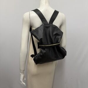 Vintage Designer Leather Backpack Purse Black Cool Straps Design HIGH QUALITY